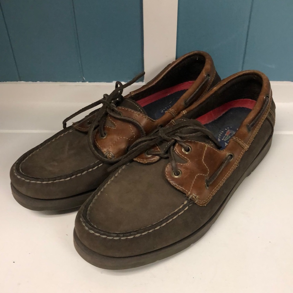 Mens Leeward Eyelet‎ Brown Boat Shoes size 10 loafer slip on